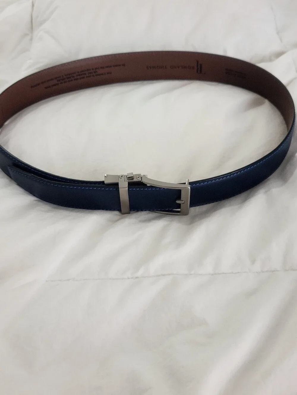 Rowland Thomas Nexbelt Navy Blue Italian Leather Silver Buckle
